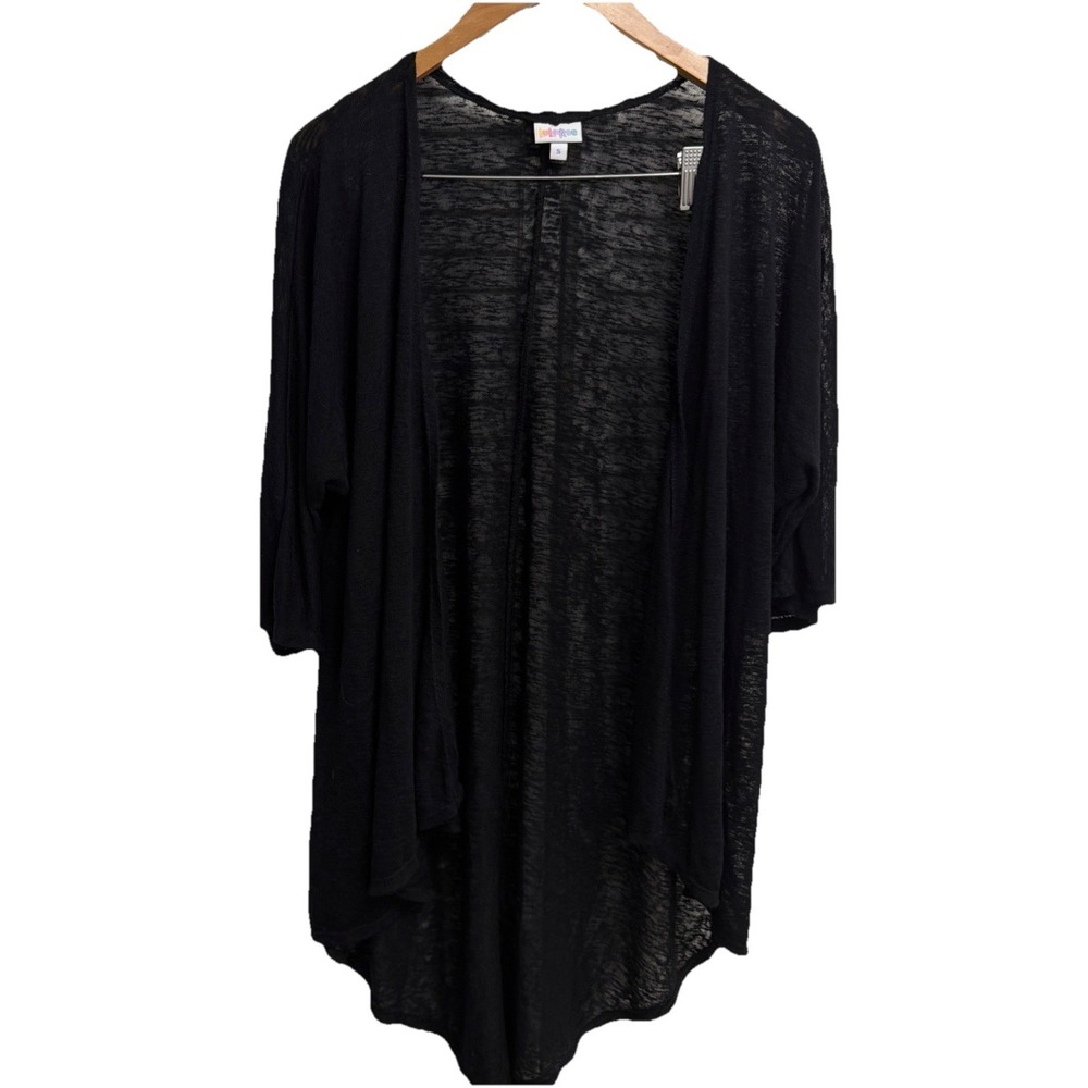 LuLaRoe Small Women's Sheer Black  Summer Cardigan 3/4 Sleeve Soft Flowy